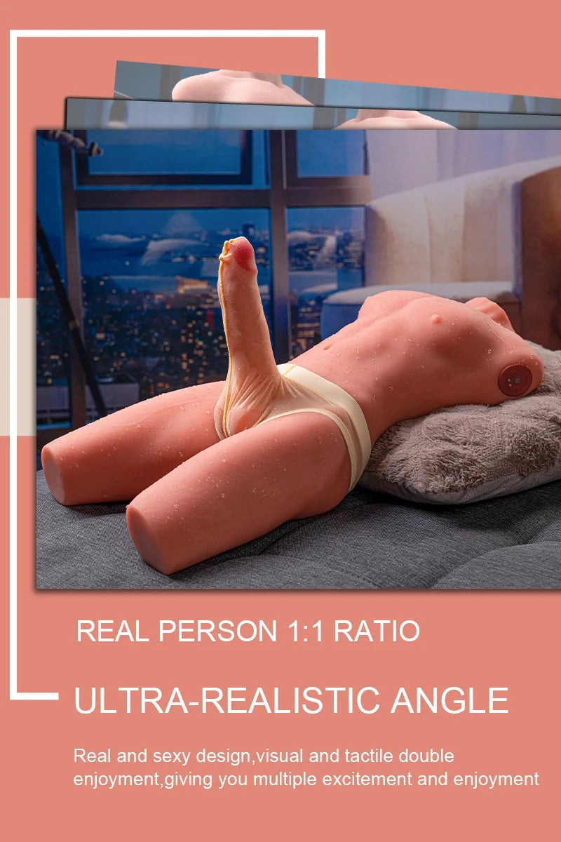 Smukłe Męskie Torso Archer 8 kg (Pchający i Wibrujący Penis 17 cm, TPE)