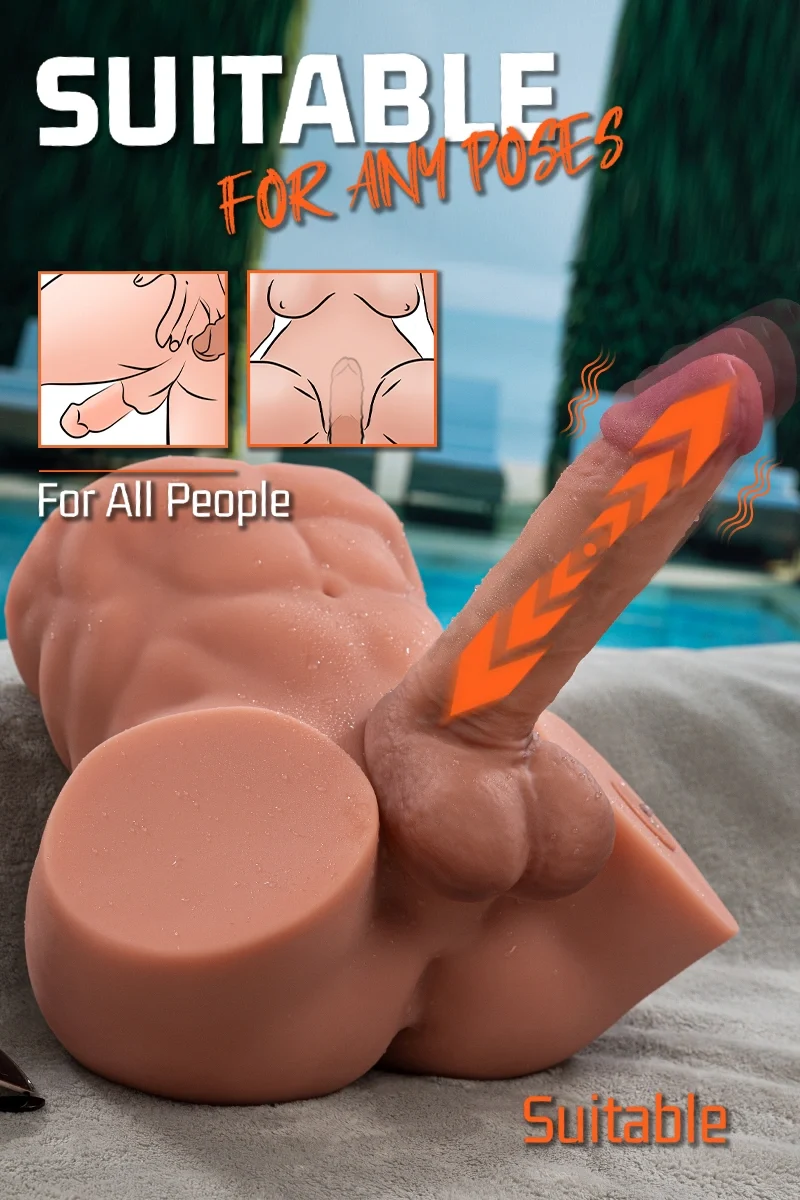 Męskie Torso Gretel z Pchającym i Wibrującym Penisem 6,49 kg (TPE, 19 cm)