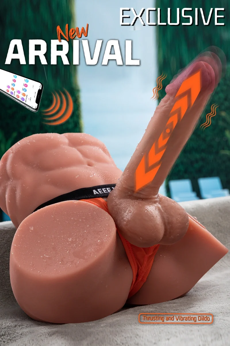 Męskie Torso Gretel z Pchającym i Wibrującym Penisem 6,49 kg (TPE, 19 cm)